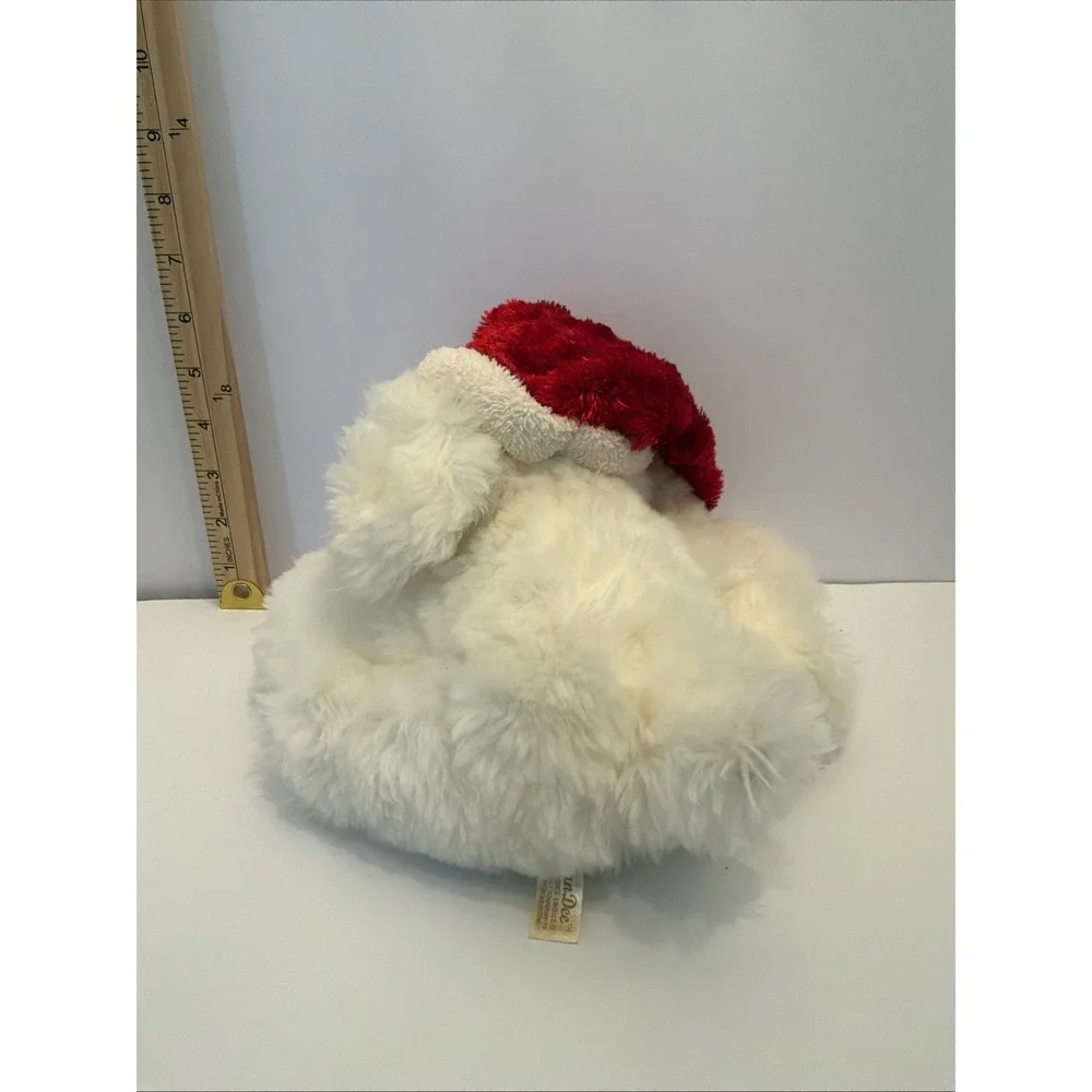 Dan Dee White Dog with Santa‎ Hat Christmas Plush Stuffed Animal Toy 6